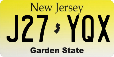 NJ license plate J27YQX