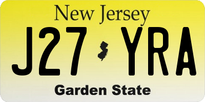 NJ license plate J27YRA