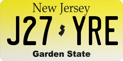 NJ license plate J27YRE
