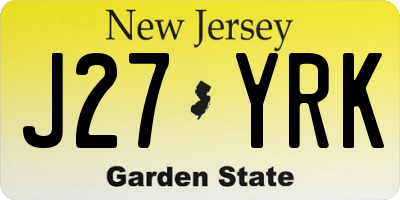 NJ license plate J27YRK