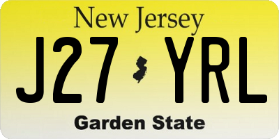 NJ license plate J27YRL