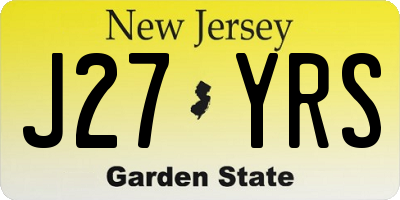 NJ license plate J27YRS