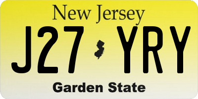 NJ license plate J27YRY