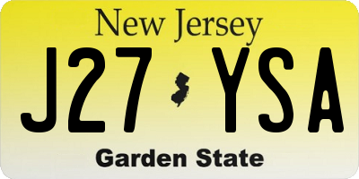 NJ license plate J27YSA