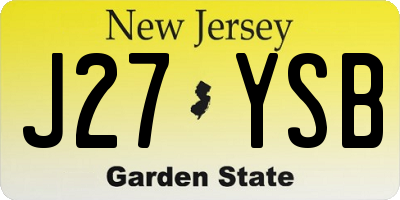 NJ license plate J27YSB