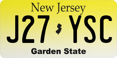 NJ license plate J27YSC