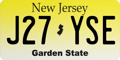 NJ license plate J27YSE
