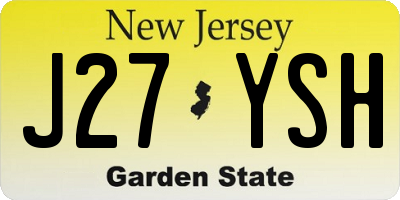 NJ license plate J27YSH