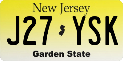 NJ license plate J27YSK