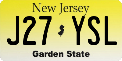 NJ license plate J27YSL