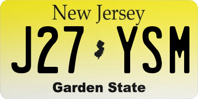 NJ license plate J27YSM
