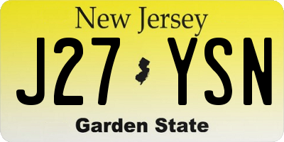 NJ license plate J27YSN