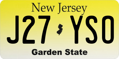 NJ license plate J27YSO