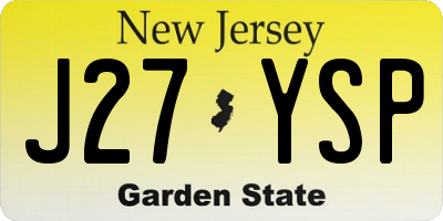NJ license plate J27YSP