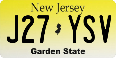 NJ license plate J27YSV