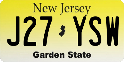 NJ license plate J27YSW