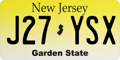 NJ license plate J27YSX