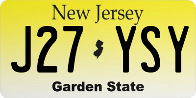 NJ license plate J27YSY