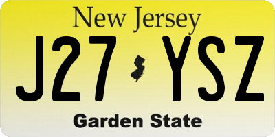 NJ license plate J27YSZ