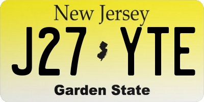 NJ license plate J27YTE