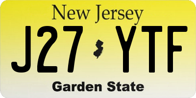 NJ license plate J27YTF