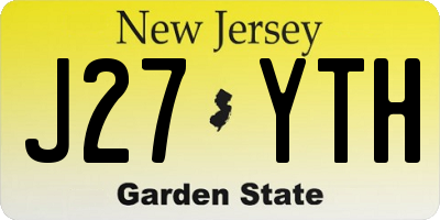 NJ license plate J27YTH