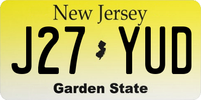 NJ license plate J27YUD