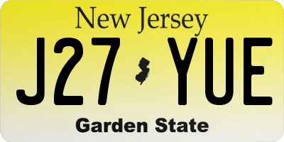 NJ license plate J27YUE