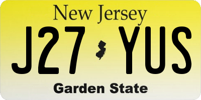 NJ license plate J27YUS