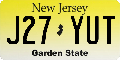NJ license plate J27YUT