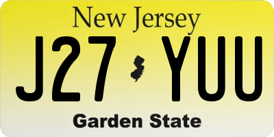 NJ license plate J27YUU