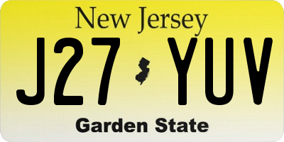 NJ license plate J27YUV