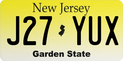 NJ license plate J27YUX