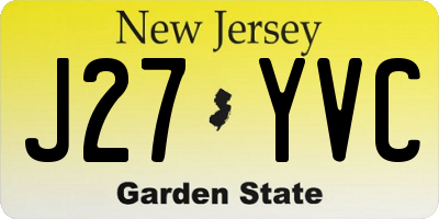 NJ license plate J27YVC