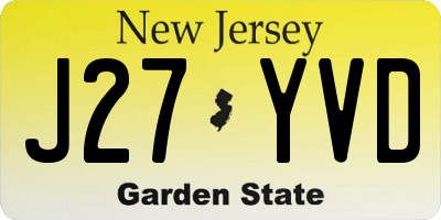 NJ license plate J27YVD