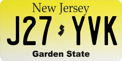 NJ license plate J27YVK