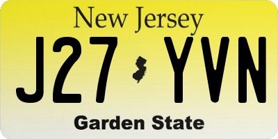 NJ license plate J27YVN