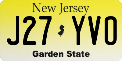 NJ license plate J27YVO