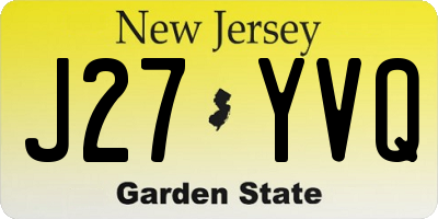 NJ license plate J27YVQ