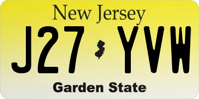 NJ license plate J27YVW