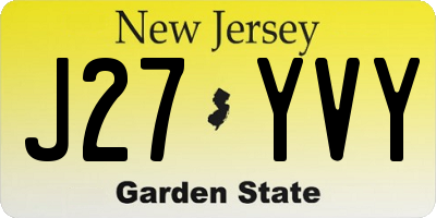 NJ license plate J27YVY