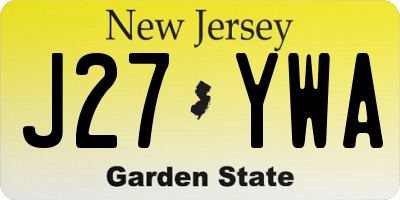 NJ license plate J27YWA