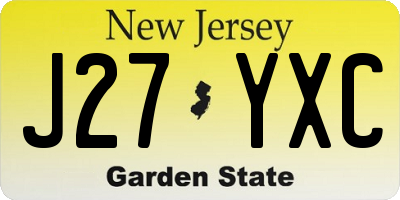 NJ license plate J27YXC