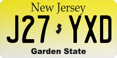 NJ license plate J27YXD