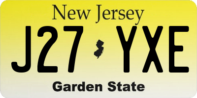 NJ license plate J27YXE