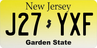 NJ license plate J27YXF