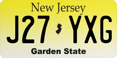 NJ license plate J27YXG