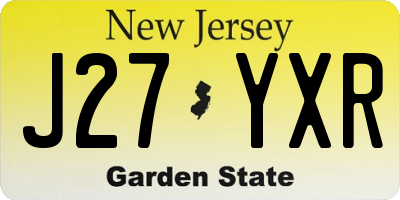 NJ license plate J27YXR