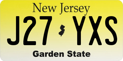 NJ license plate J27YXS