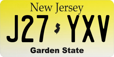 NJ license plate J27YXV